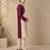 Wine pink and silver grey bemberg silk kurta set