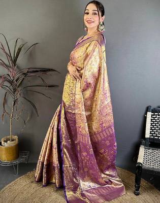Woven design zari silk blend kanjeevaram saree 3
