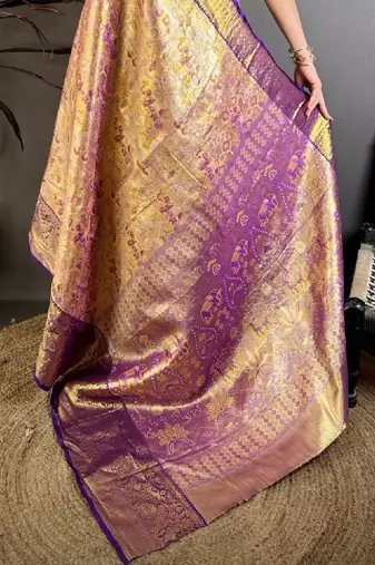 Woven design zari silk blend kanjeevaram saree