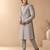 Silver grey cotton silk sherwani