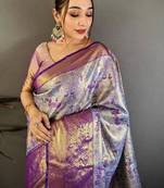 Woven design zari silk blend kanjeevaram saree