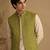Lime green silk and jacquard short open jacket