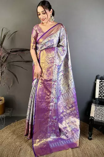 Woven design zari silk blend kanjeevaram saree