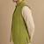 Lime green silk and jacquard short open jacket