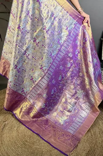 Woven design zari silk blend kanjeevaram saree