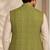 Lime green silk and jacquard short open jacket