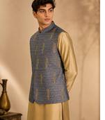 Blue and yellow linen jacket