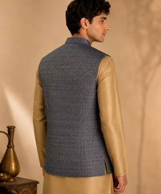 Blue and yellow linen jacket 3