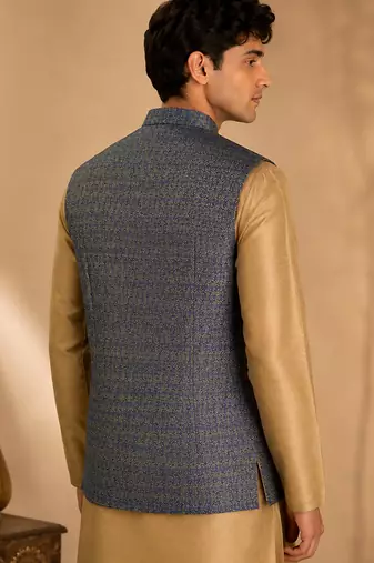 Blue and yellow linen jacket