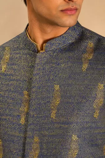 Blue and yellow linen jacket