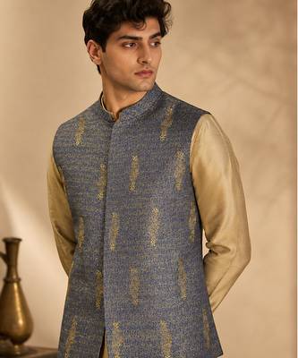 Blue and yellow linen jacket 5