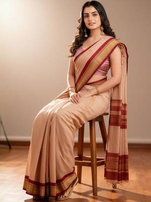 Striped zari pure cotton kanjeevaram saree 1