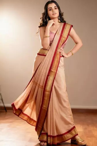 Striped zari pure cotton kanjeevaram saree