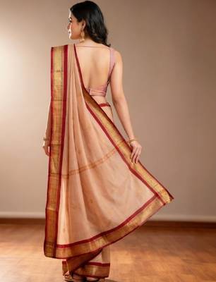 Striped zari pure cotton kanjeevaram saree 3