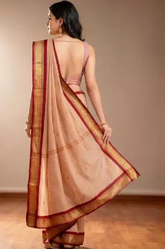 Striped zari pure cotton kanjeevaram saree