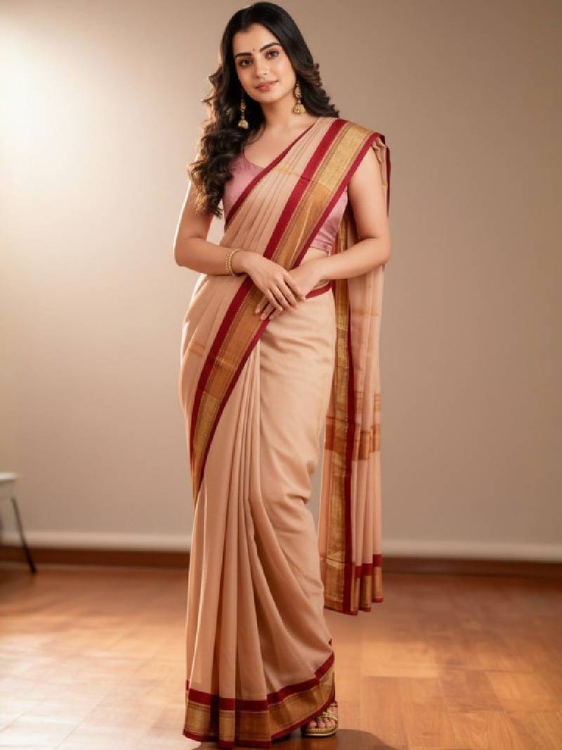 Striped zari pure cotton kanjeevaram saree