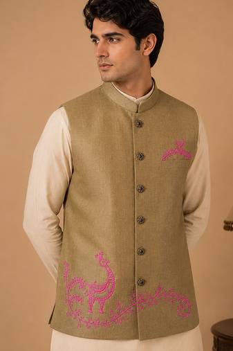 Olive gold silk jacket