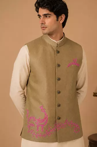 Olive gold silk jacket