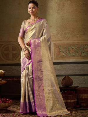 Woven design zari silk blend designer kanjeevaram saree 1