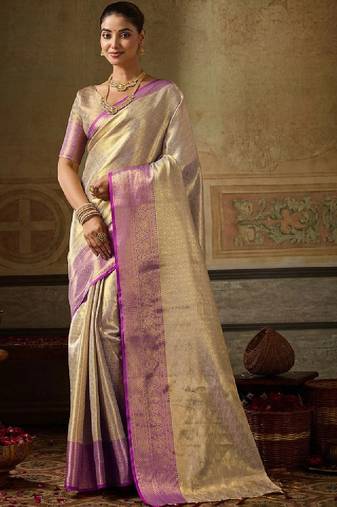 Woven design zari silk blend designer kanjeevaram saree