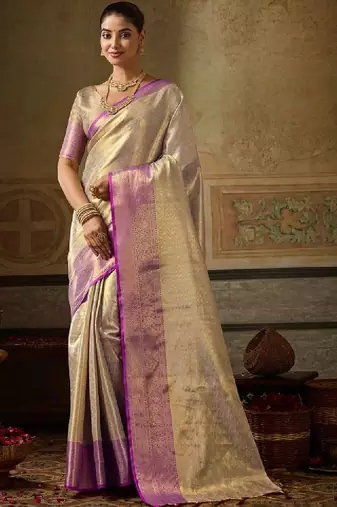 Woven design zari silk blend designer kanjeevaram saree