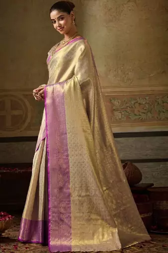 Woven design zari silk blend designer kanjeevaram saree