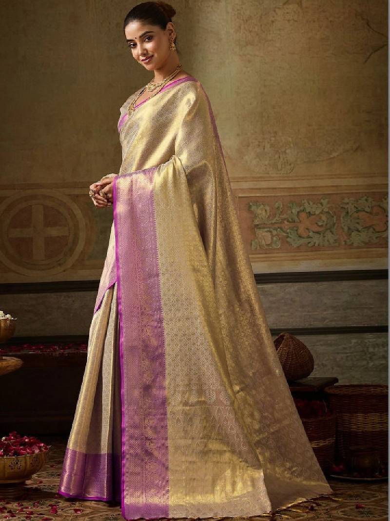 Woven design zari silk blend designer kanjeevaram saree