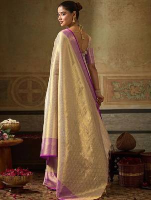 Woven design zari silk blend designer kanjeevaram saree 3