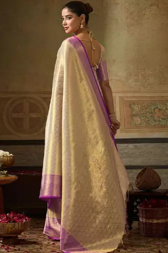 Woven design zari silk blend designer kanjeevaram saree