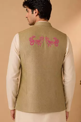 Olive gold silk jacket