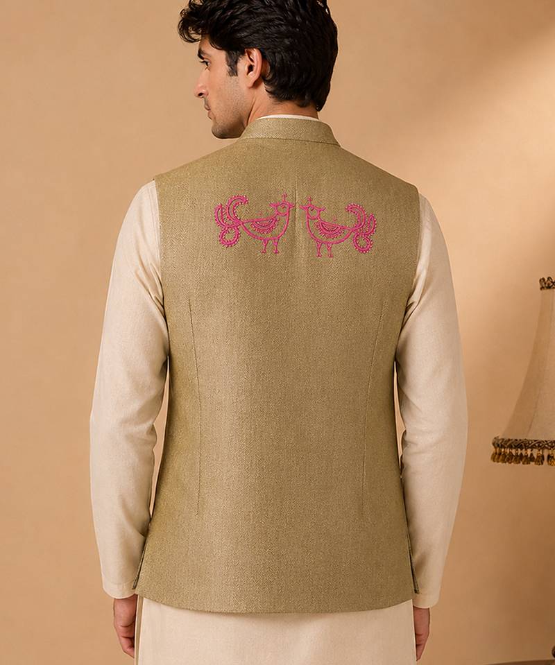 Olive gold silk jacket