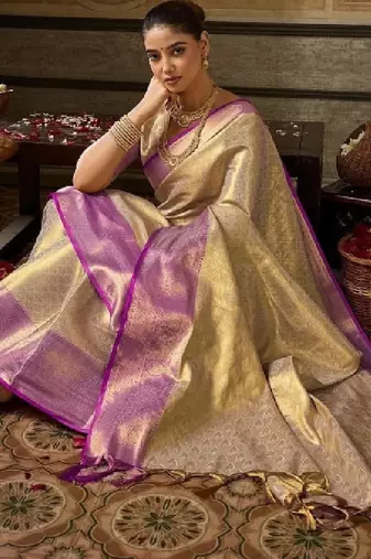 Woven design zari silk blend designer kanjeevaram saree