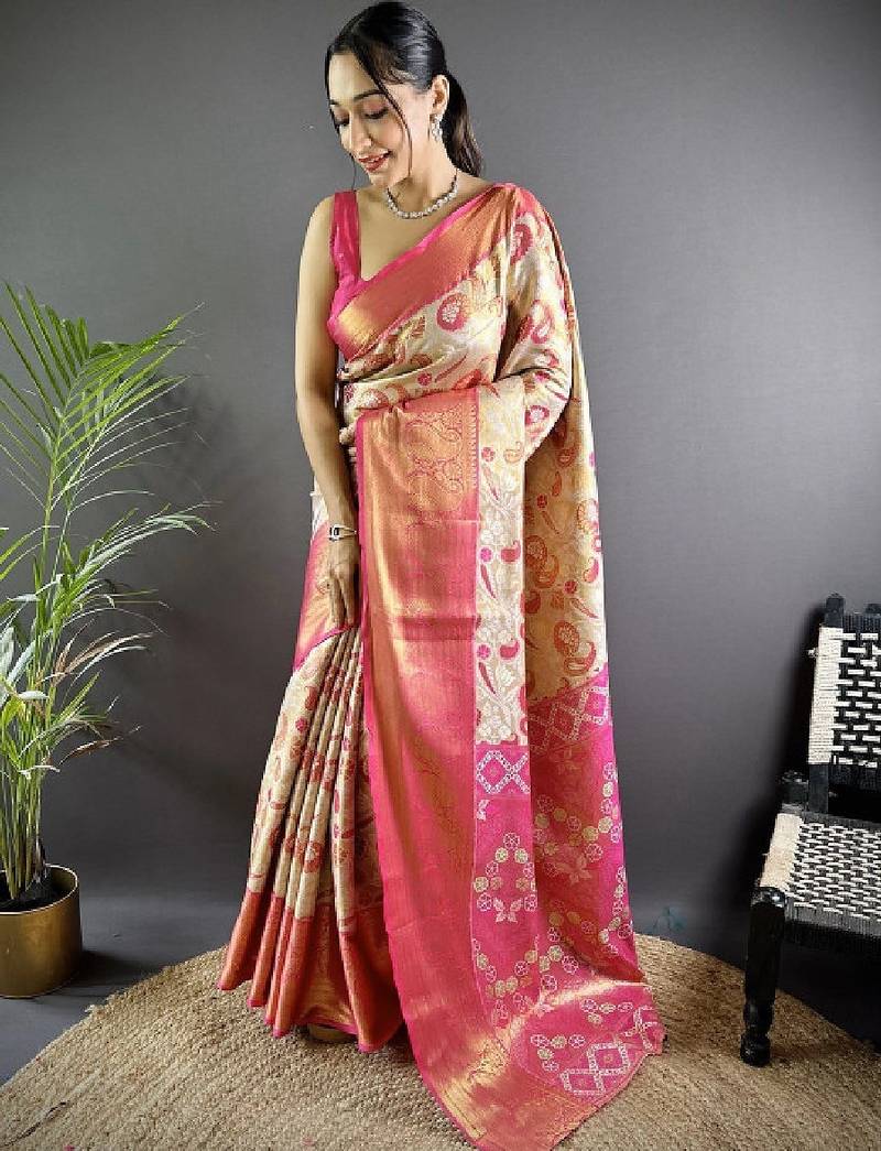 Woven design zari silk blend handloom kanjeevaram saree