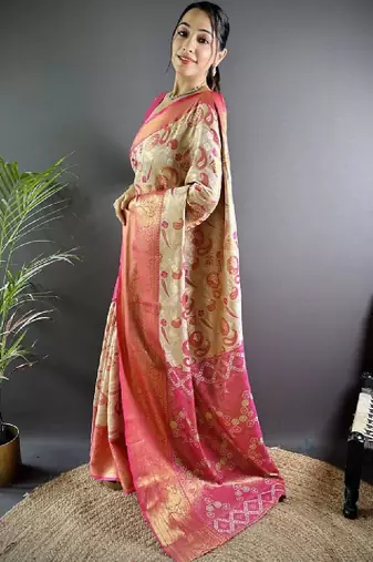 Woven design zari silk blend handloom kanjeevaram saree