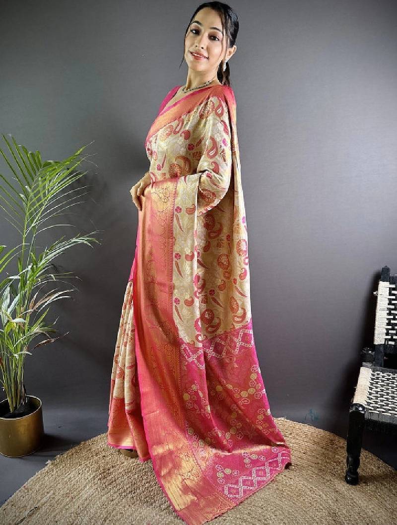Woven design zari silk blend handloom kanjeevaram saree