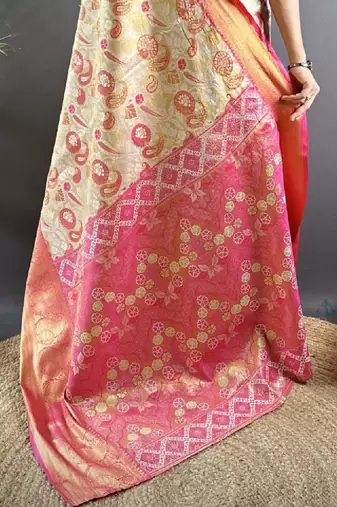 Woven design zari silk blend handloom kanjeevaram saree