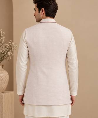 Baby pink linen silk jacquard jacket 5