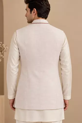 Baby pink linen silk jacquard jacket