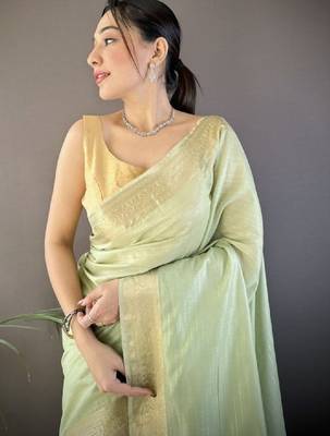 Woven design kanjeevaram sarees with unstitched blouse piece 2