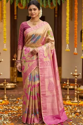Woven design zari art silk designer kanjeevaram saree