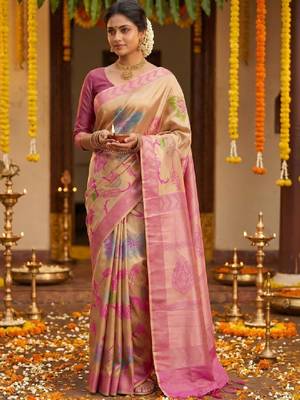 Woven design zari art silk designer kanjeevaram saree 4