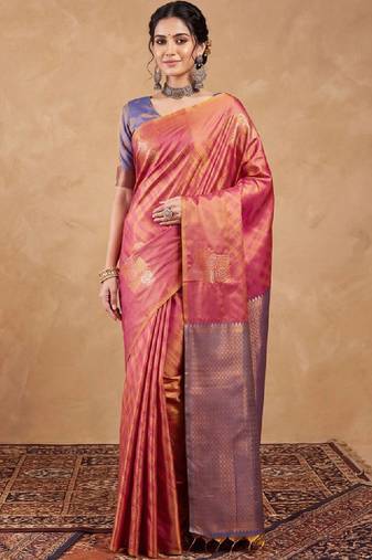 Woven design zari silk blend designer kanjeevaram saree