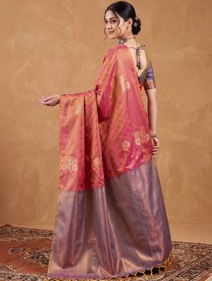 Woven design zari silk blend designer kanjeevaram saree 2