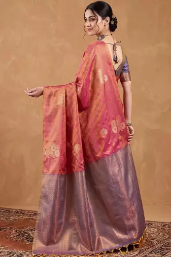Woven design zari silk blend designer kanjeevaram saree