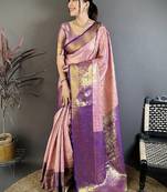 Floral zari silk blend kanjeevaram saree