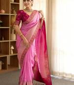 Woven design zari silk blend heavy work kanjeevaram saree