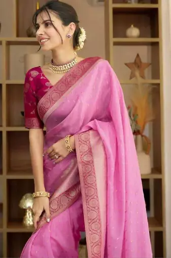 Woven design zari silk blend heavy work kanjeevaram saree