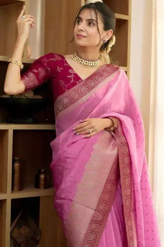 Woven design zari silk blend heavy work kanjeevaram saree