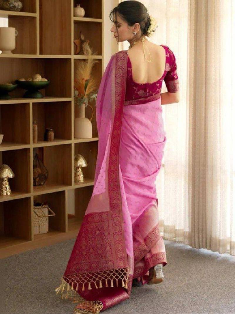 Woven design zari silk blend heavy work kanjeevaram saree
