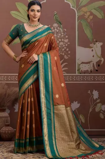 Woven design zari silk blend designer kanjeevaram saree